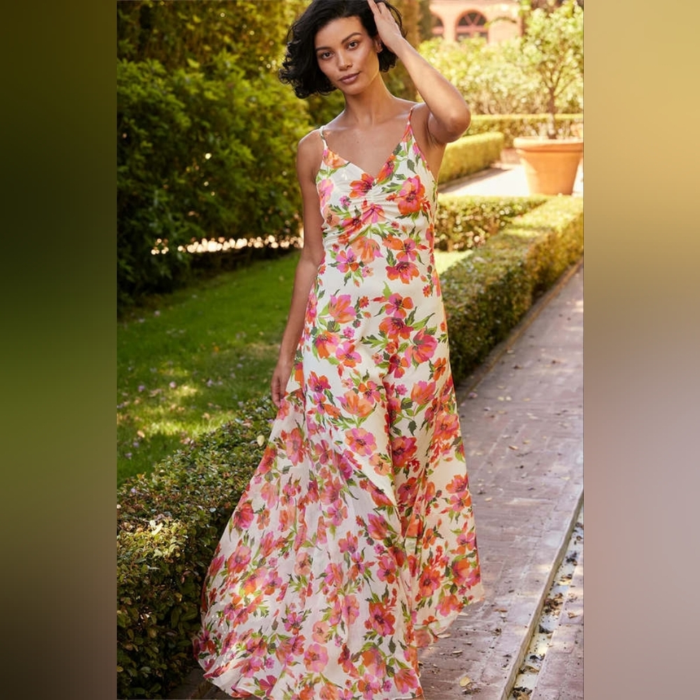 MISA Los Angeles Negine Maxi Dress in Palmarei Blooms Mix S Wedding Party Formal - Picture 2 of 12